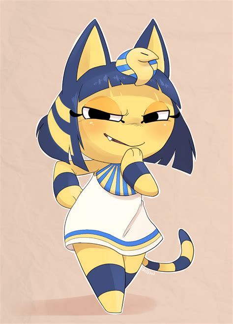She has large bands of blue fur on her arms and legs reminiscent of vambraces and cuisses, and her her striped tail has five small bands around it, the last one rounding the tip. . Animal crossing ankha porn